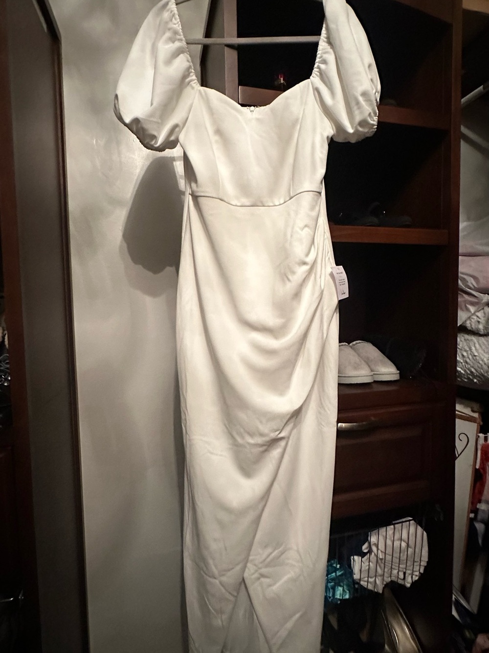 Lulu's Cream White Puff-Sleeve Maxi Dress
